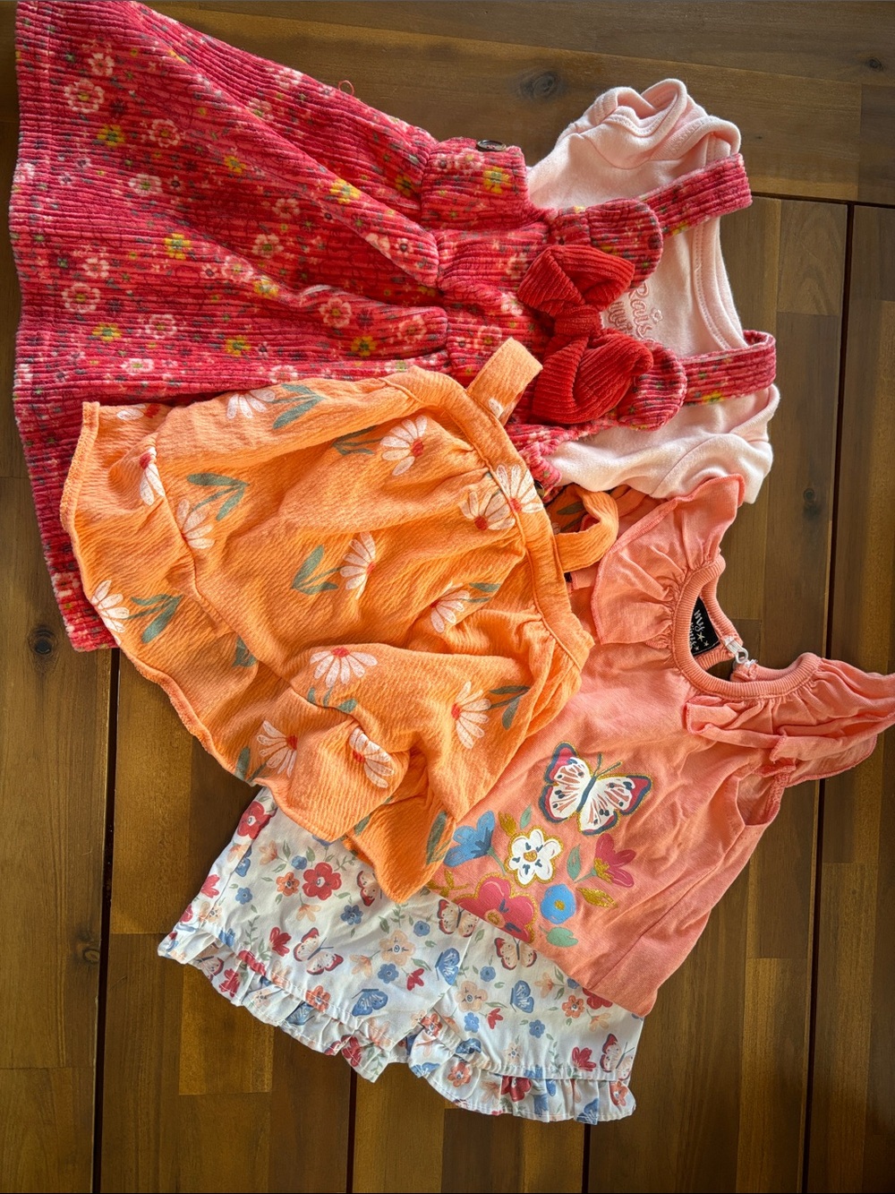Carter's Orange Floral Print Girls Top Set
